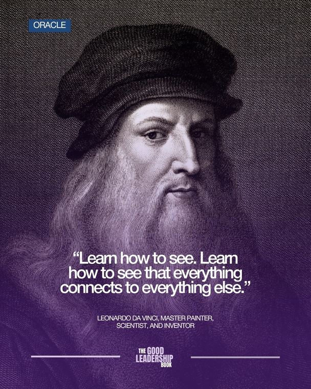 Instagram post quoting Leonardo da Vinci on the Oracle Character